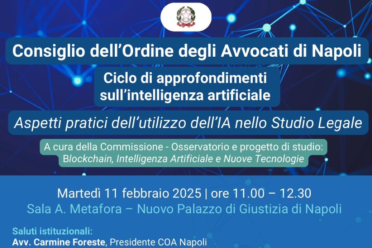 Napoli, si conclude il ciclo di approfondimenti del Coa sull'intelligenza  artificiale