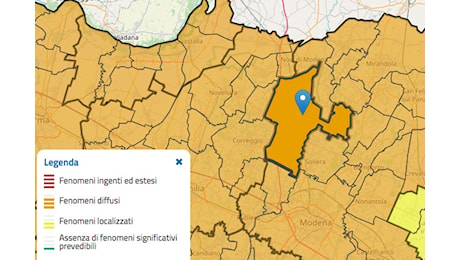 Venerdì 18 ottobre Allerta Meteo ''Arancione'' su Carpi e la pianura modenese