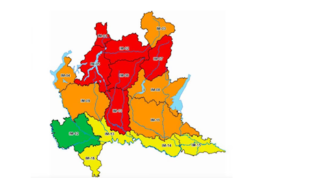 Maltempo, allerta rossa e arancione in Lombardia