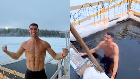 Bagni nell'acqua gelida, a petto nudo nella neve e gite in motoslitta: le vacanze di Natale di CR7 in Lapponia - Il video