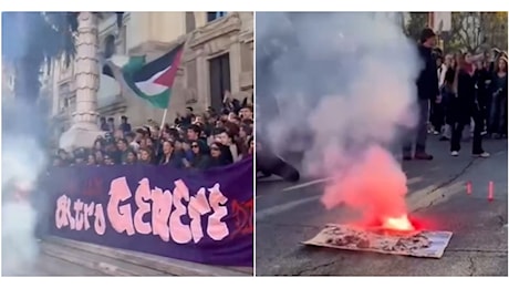 Roma, in migliaia partecipano al corteo di ‘Non Una di Meno’. Bruciata una foto di Valditara davanti al ministero dell’Istruzione