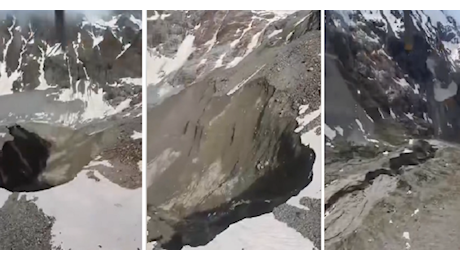 IL VIDEO. Dopo l'alluvione, l'impressionante voragine aperta lungo la morena del ghiacciaio ai piedi del Rifugio Aosta