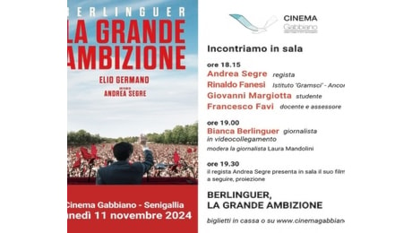 Il regista Andrea Segre presenta al Gabbiano 'Berlinguer. La grande ambizione'