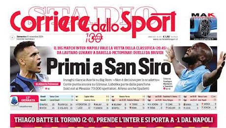 Corriere dello Sport titola su Inter-Napoli: Primi a San Siro