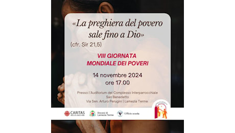 Lamezia, Giornata Mondiale dei poveri, il 14 novembre incontro al complesso interparrocchiale San Benedetto