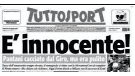 Pantani è innocente: quel titolo di Tuttosport di 25 anni fa oggi è più che mai attuale