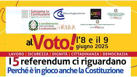 Associazioni per la difesa della Costituzione di Ravenna e Faenza: I 5 referendum ci riguardano, è in gioco anche la Costituzione. Votiamo 5 Sì