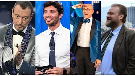 Pagelle ascolti tv, top e flop di ieri: Amadeus non arriva al 3%, De Martino sulla cresta dell'onda, Grande Fratello e Kostas testa a testa moscio