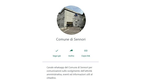 Il Comune di Sennori attiva un canale broadcast WhatsApp