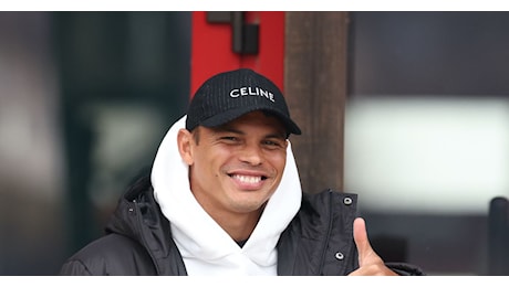 Thiago Silva oggi a Milanello: domani a San Siro per Milan-Stella Rossa