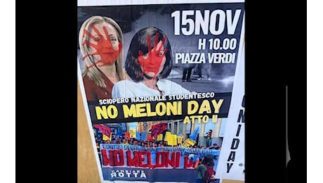 No Meloni Day, polemica per manifesti insanguinati a Bologna. Il 15/11 sciopero studenti