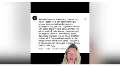Trans pentito alla dottoressa Kwasniewicz: Ho l'osteoporosi e gli ormoni mi causano effetti collaterali, la replica: Sarai paziente a vita, sei andata contro le leggi della natura - VIDEO