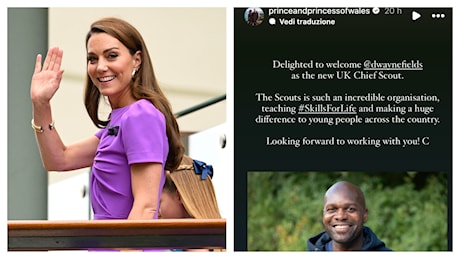 Kate Middleton torna con un messaggio sui social e si congratula con il nuovo capo degli Scout