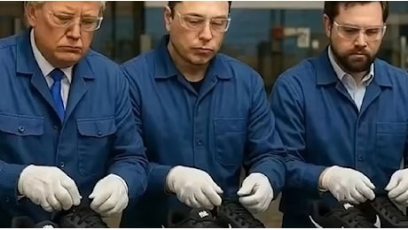 Trump e Musk derisi in una nuova clip che li ritrae come operai di una fabbrica di scarpe