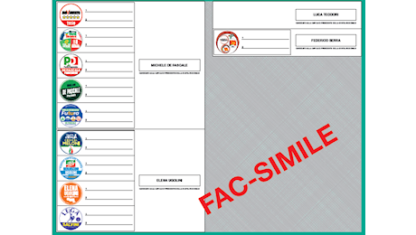 Regionali, fac simile scheda del voto