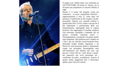 Claudio Baglioni costretto a spostare il tour per problemi di salute