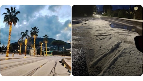 Circeo, le strade si tingono di bianco sul litorale laziale: Così tanta grandine che sembra neve