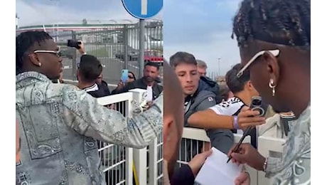 Juventus-Cagliari, per Pogba selfie e autografi con i tifosi allo Stadium. Video