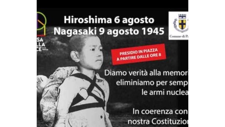 In piazza Garibaldi ricordando Hiroshima e Nagasaki per la proibizione delle armi nucleari