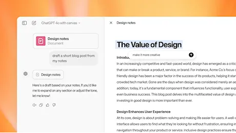 OpenAI lancia Canvas, lo spazio di progettazione di ChatGPT per scrittura e coding
